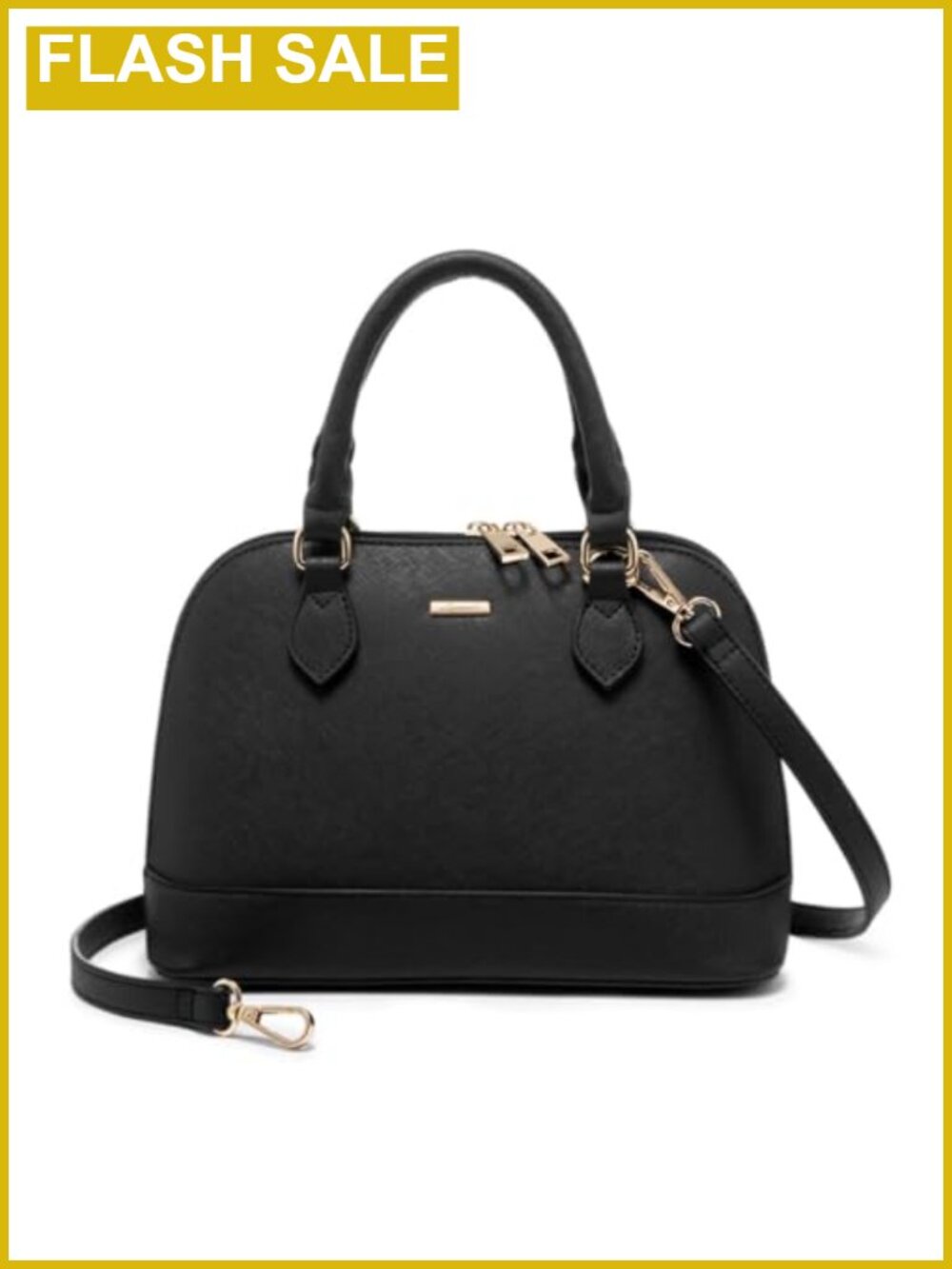 Faux Leather Crossbody Satchel Bag with Double Zip Adjustable Strap